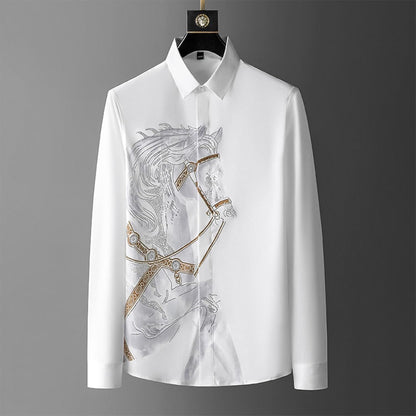 Men's long-sleeved printed  shirt