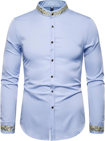 Men's Long Sleeve Embroidered Shirt