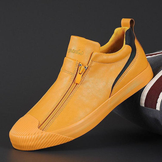 Men's Yellow Leather Slip-On Sneakers