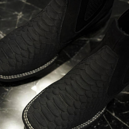 Men's Matte Black Python Boots