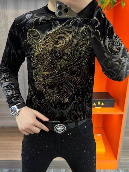 Men's long sleeve beast pattern tops