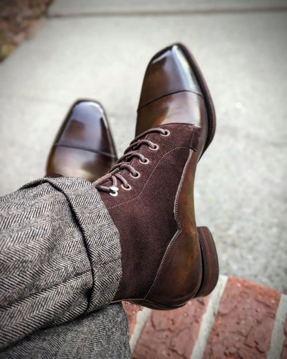 Brown suede dress boots