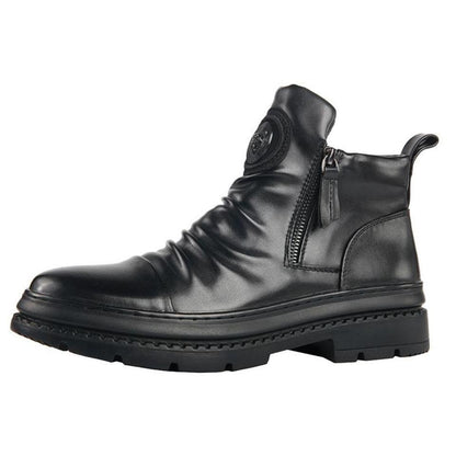 British Style Round Head Leather Boots