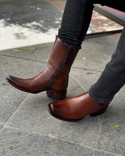 Brown Stretch Cowboy Boots