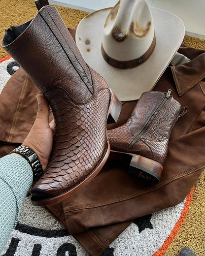 Honey Python Leather Cowboy Boots