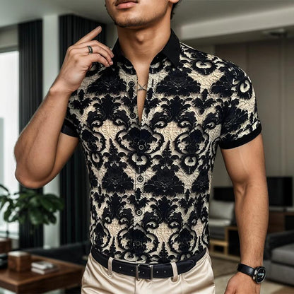 Men's Stand Collar 3D Floral Shirt