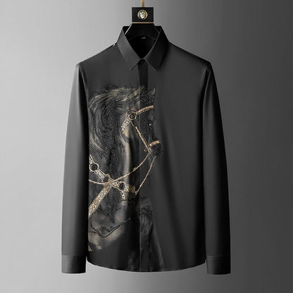 Men's long-sleeved printed  shirt