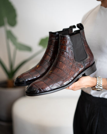 Exquisite Crocodile Chelsea Boots