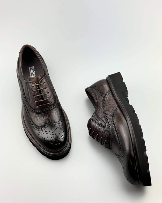 Men's Formal Shoes Brogue Carved Thick Sole Trendy Shoes