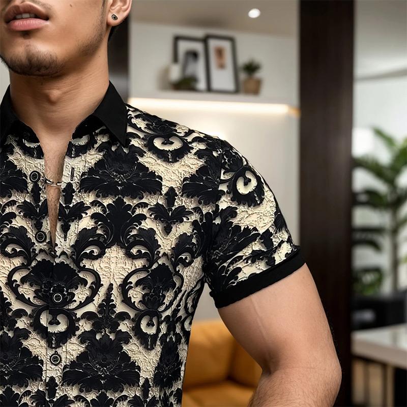 Men's Stand Collar 3D Floral Shirt