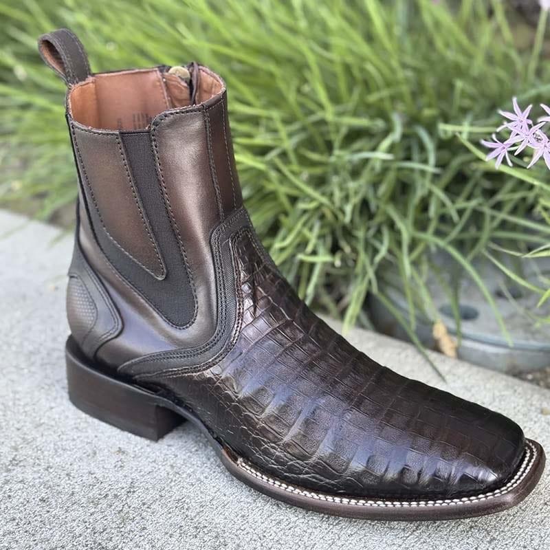 Handmade Crocodile Leather Ankle Boots