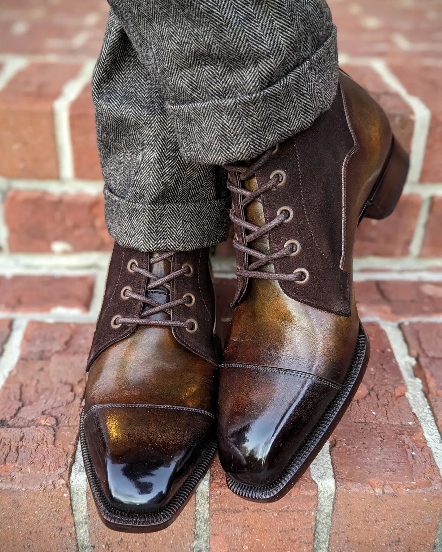 Brown suede dress boots