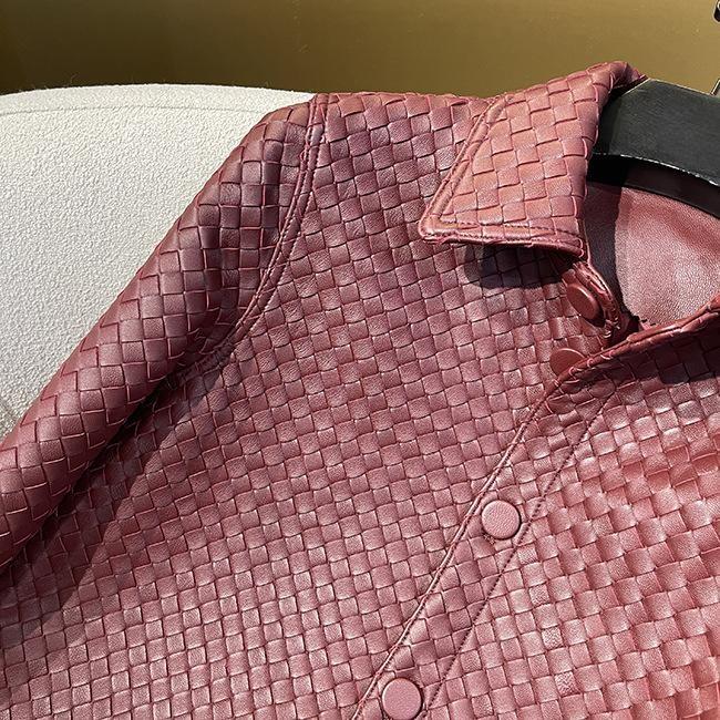 Men's stylish casual woven leather shirt.