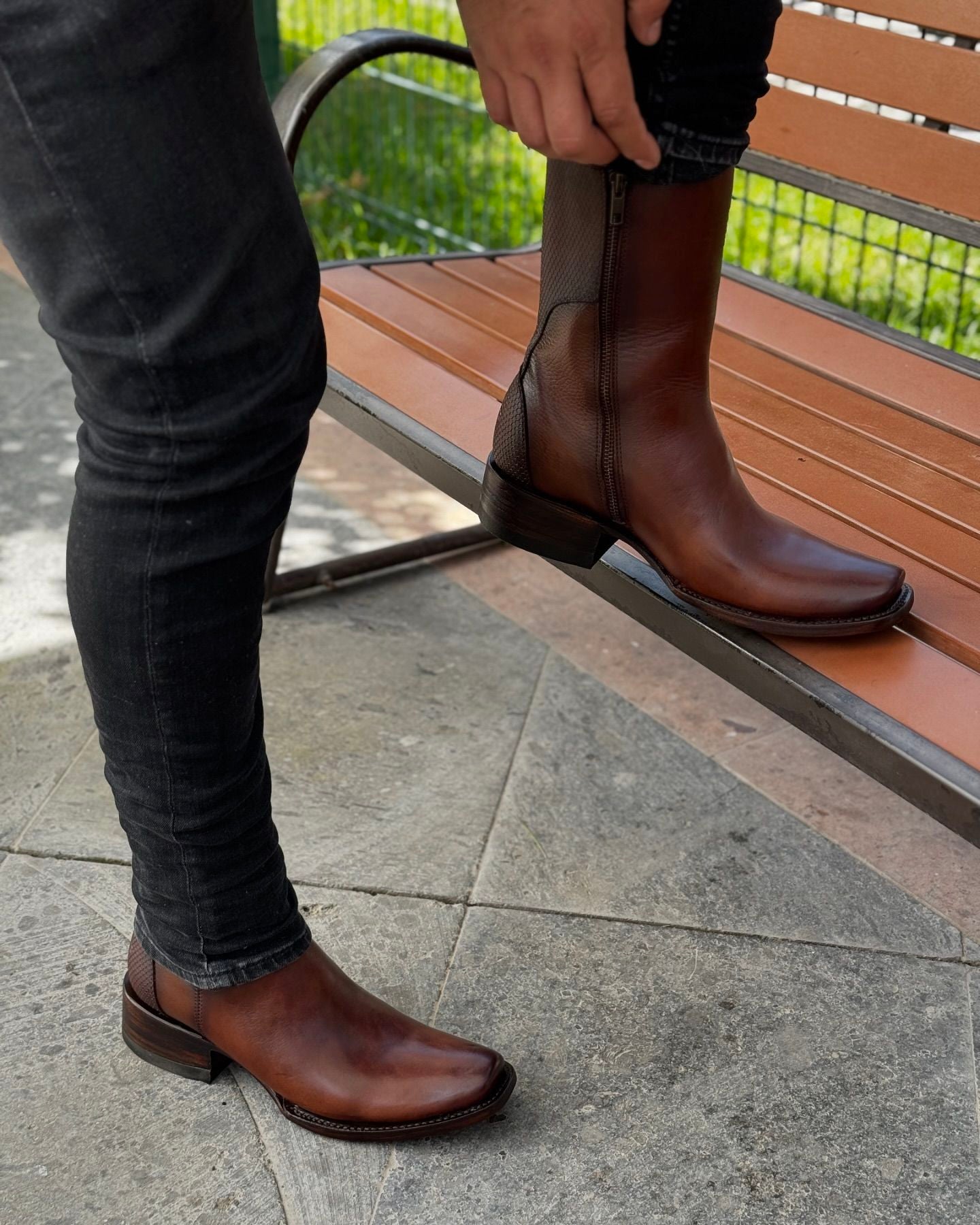 Brown Stretch Cowboy Boots