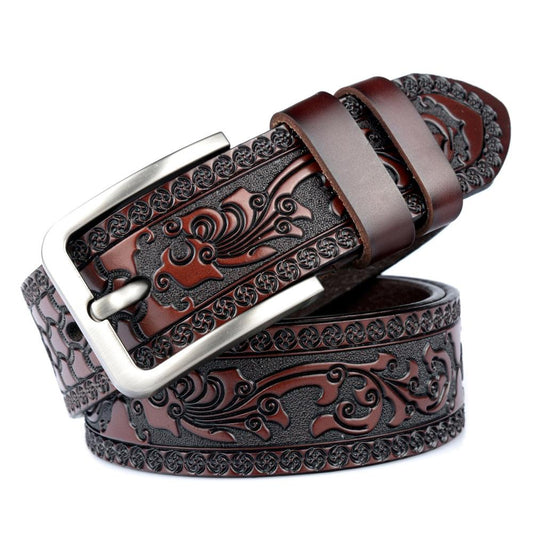 Men's Cowhide Vintage Carving Belt