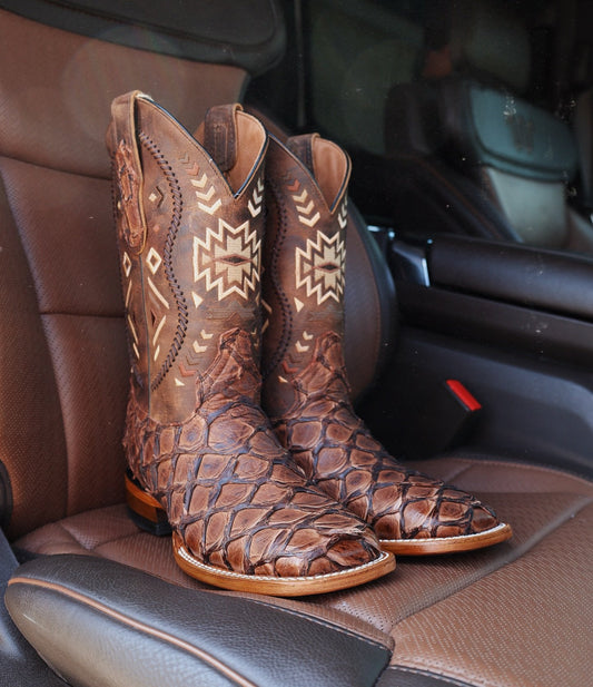 Chocolate Exotic Western Boot