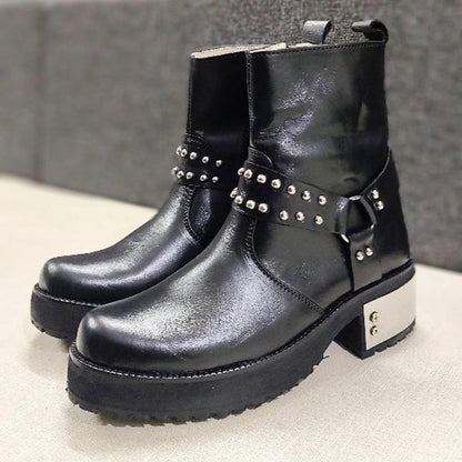 Retro Men's Boots Studded High Heel Western Boots