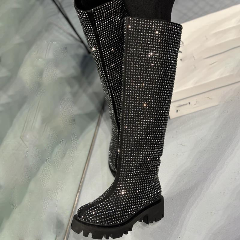 Fashion Rhinestone Sparkle Platform Boots