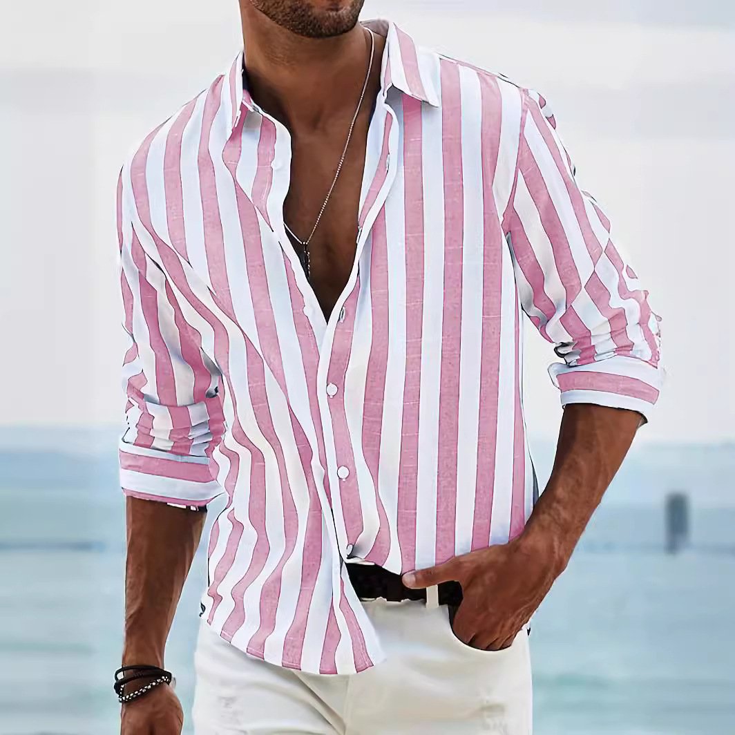 Striped Cotton And Linen Casual Shirt