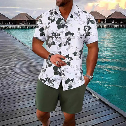 Striped Hawaiian Beach Shirt for Men