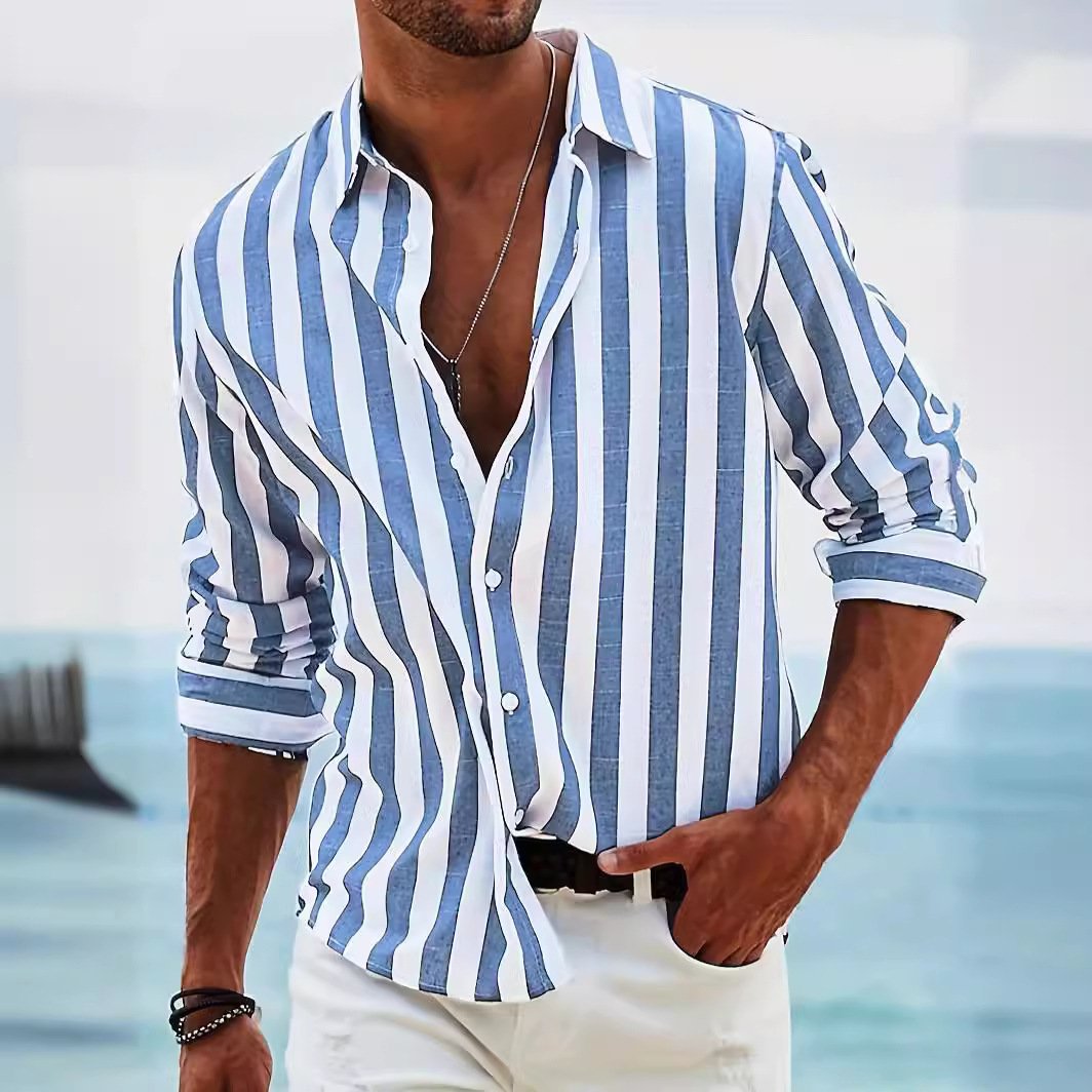 Striped Cotton And Linen Casual Shirt