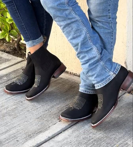 Black Handmade Leather Ankle Boots