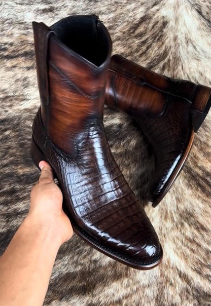 Men's Handmade Crocodile Leather Boots