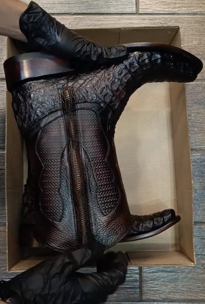 Men's premium handmade crocodile leather boots