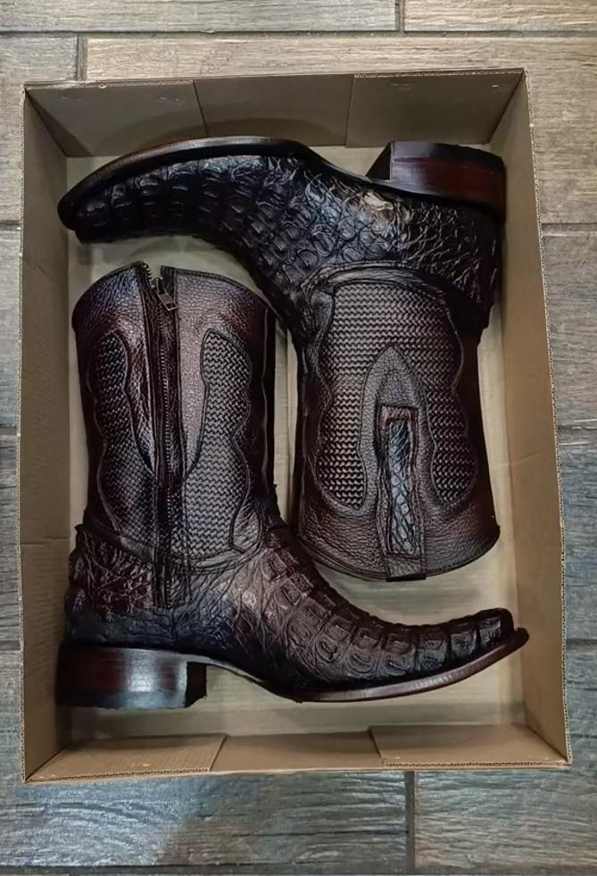 Men's premium handmade crocodile leather boots