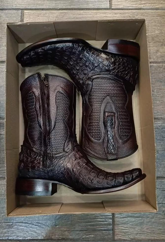 Men's premium handmade crocodile leather boots