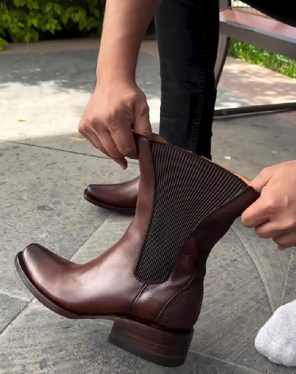 Brown Stretch Cowboy Boots