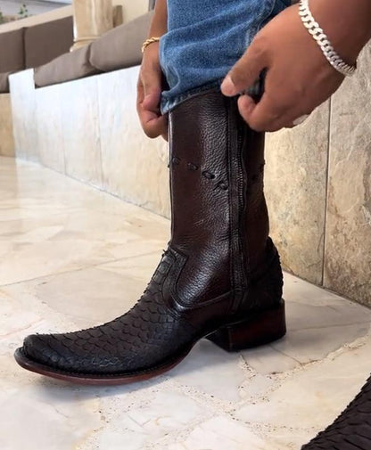 Men's Boot In Genuine Python Leather