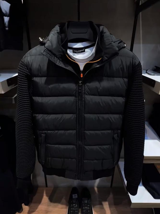 Men's Classic Knit Patchwork Sleeve Down Jacket