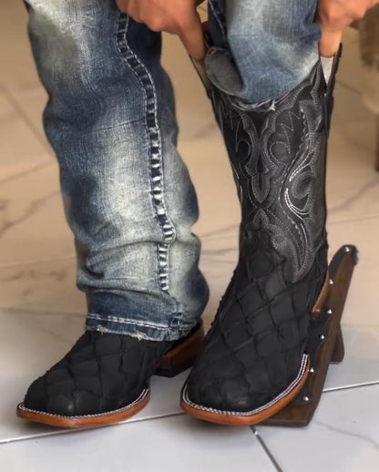 Men’s Matte Black Fish Scale Boots